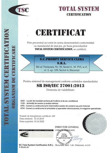 Certificat ISO 27001:2013